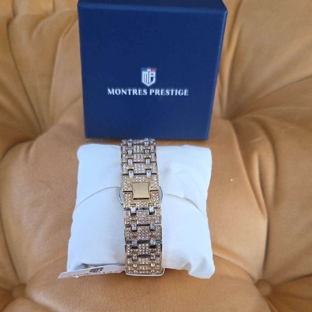 Montres Prestige Gold and Crystal Men's Watch - Picture 3 of 3